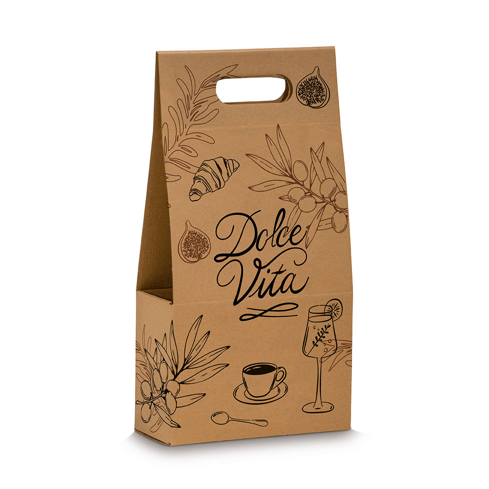 Natura Dolce Vita Tragekarton mit Griff, Kraftkarton natur