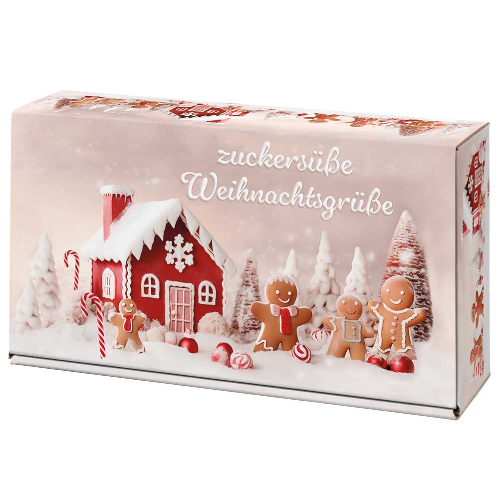 Weihnachtsgrüße Flaschenkarton für 2 Flaschen, inkl. Einlagen, Wellpappe, innen