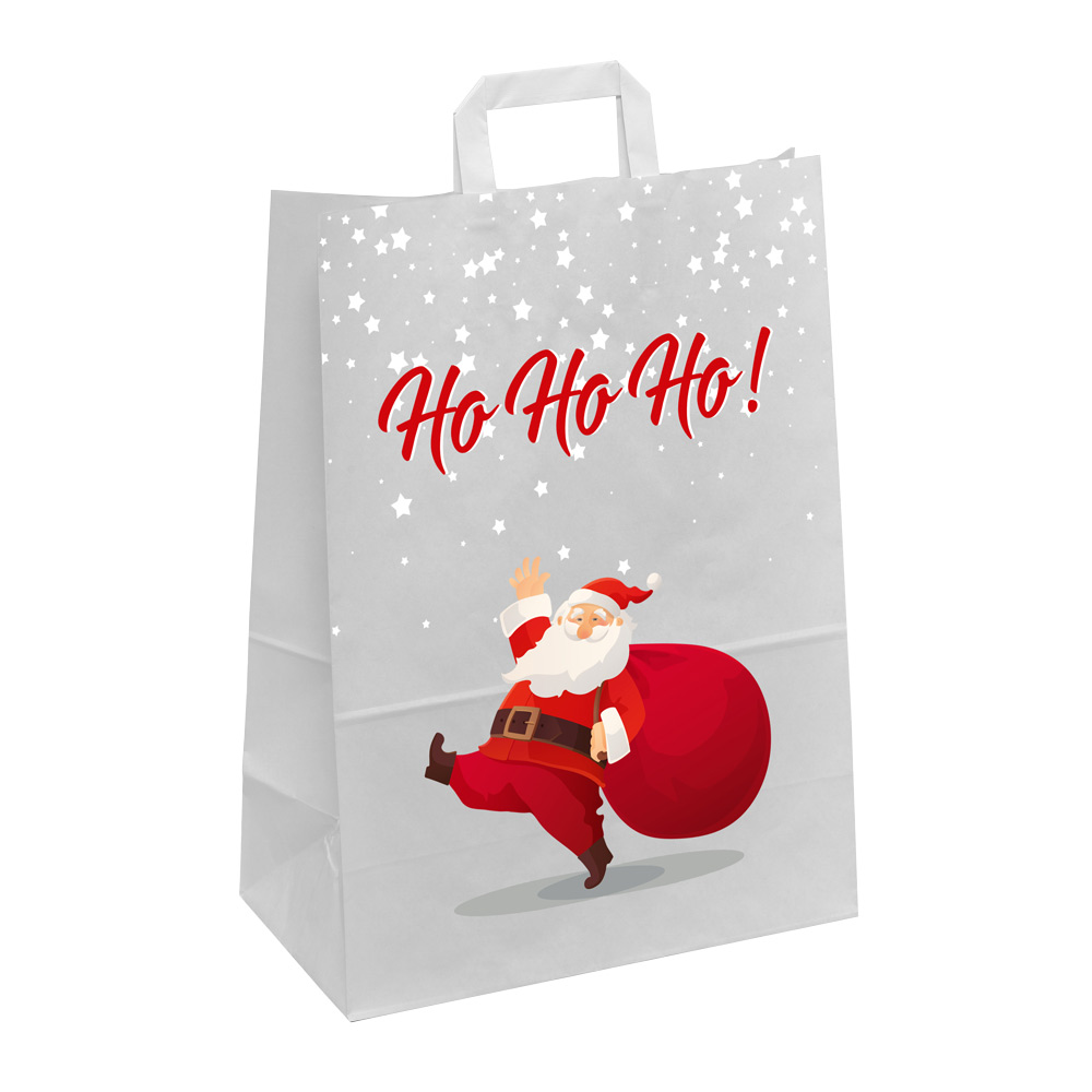 Santa Claus Papiertragetasche mit flachen Papierhenkeln