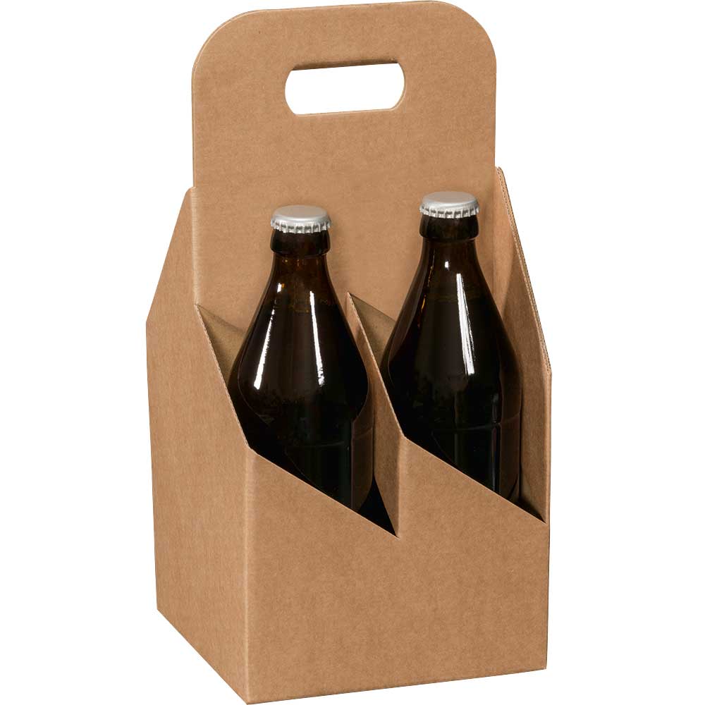 Natura Pur Biertrageschachtel, 4 x 0,33l/0,5 l Flaschen, Ø 75 mm, Wellpappe