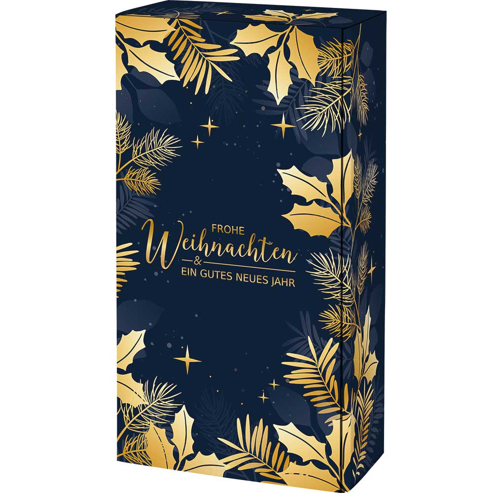 Weihnachtszauber Flaschenkarton für 2 Flaschen, inkl. Einlagen, Wellpappe, innen