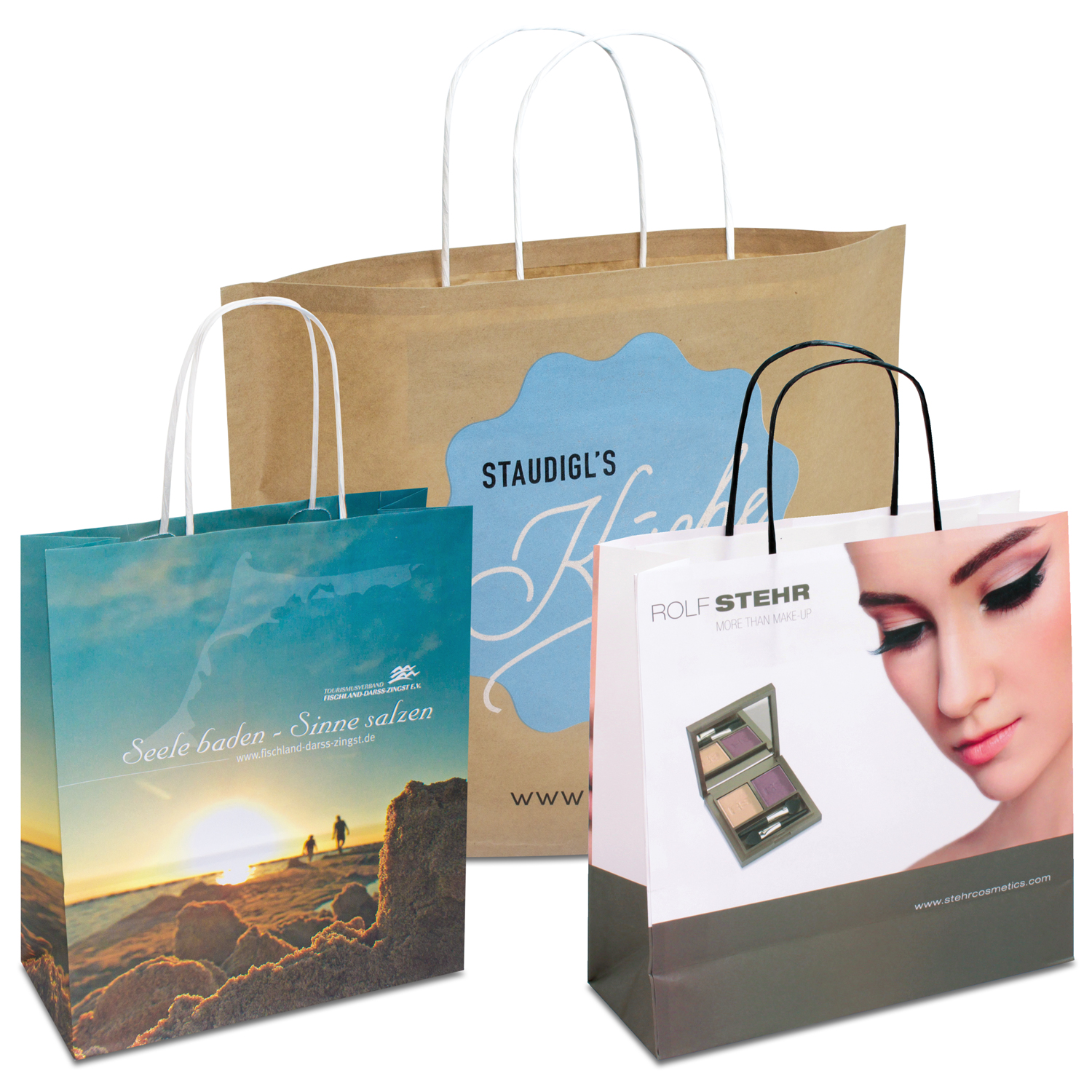 bedruckte Papiertaschen mit gedrehten Papierkordeln bei Europack kaufen