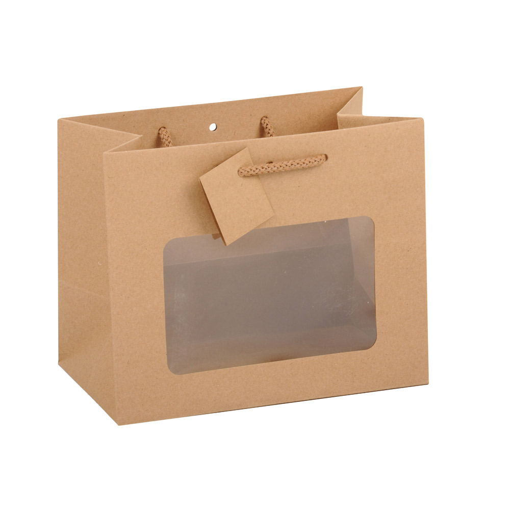 Roma Papiertragetasche mit Fenster, Kraftpapier braun Roma Papiertragetasche mit Fenster, Kraftpapier braun