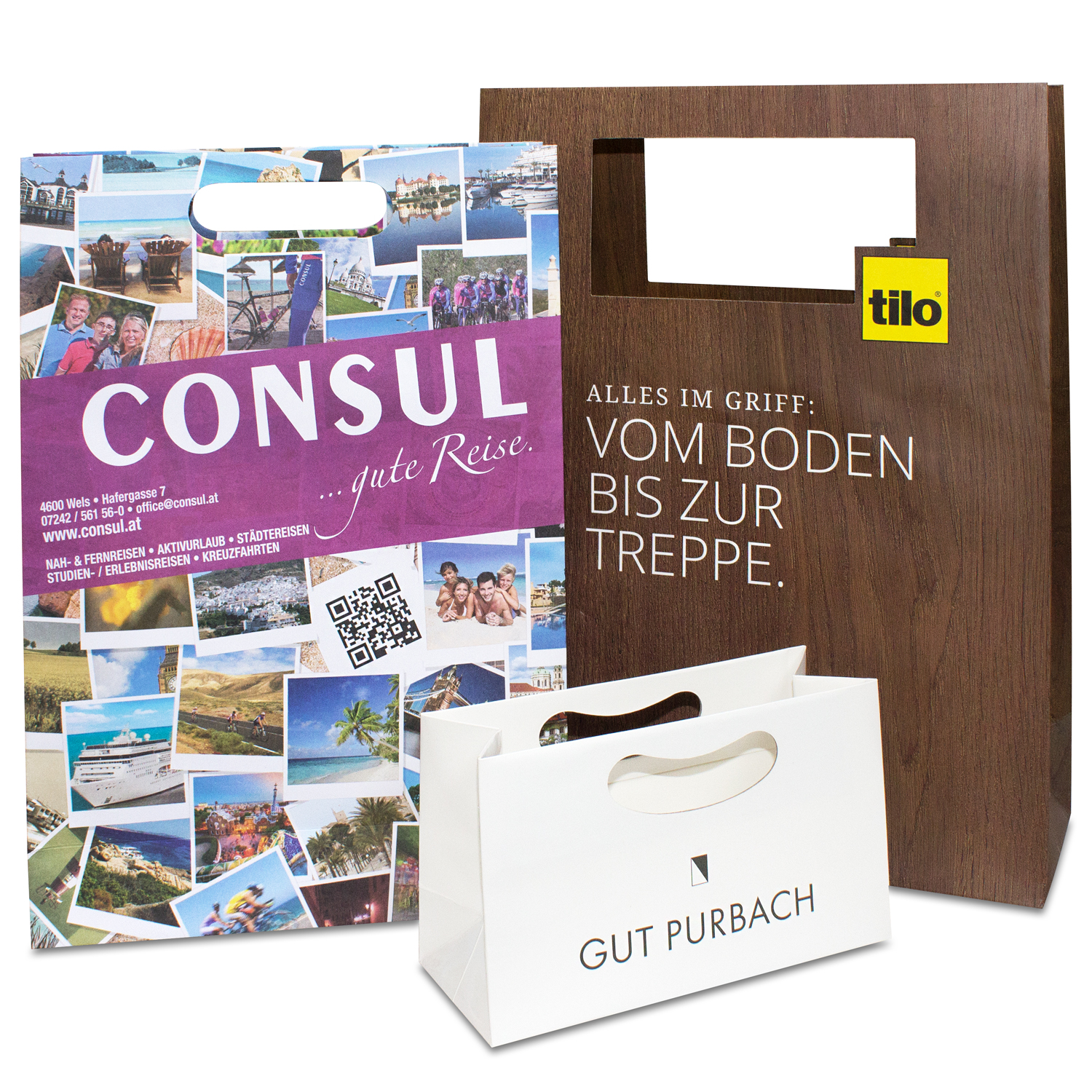 hochwertige Papiertaschen bedruckt mit Griffloch bei Europack bestellen