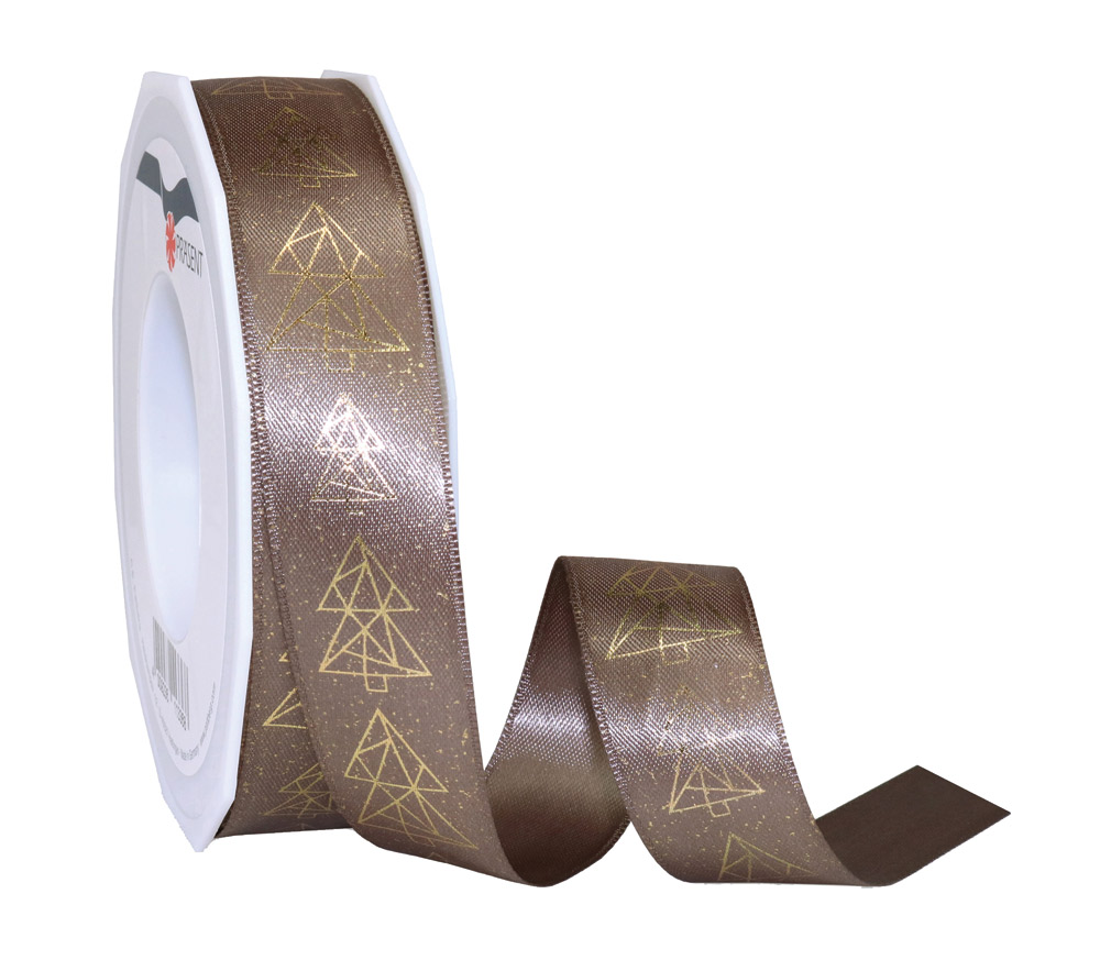 Davos Geschenkband 25 mm x 15 lfm, Double Face Satinband mit Golddruck Davos Geschenkband 25 mm x 15 lfm, Double Face Satinband mit Golddruck