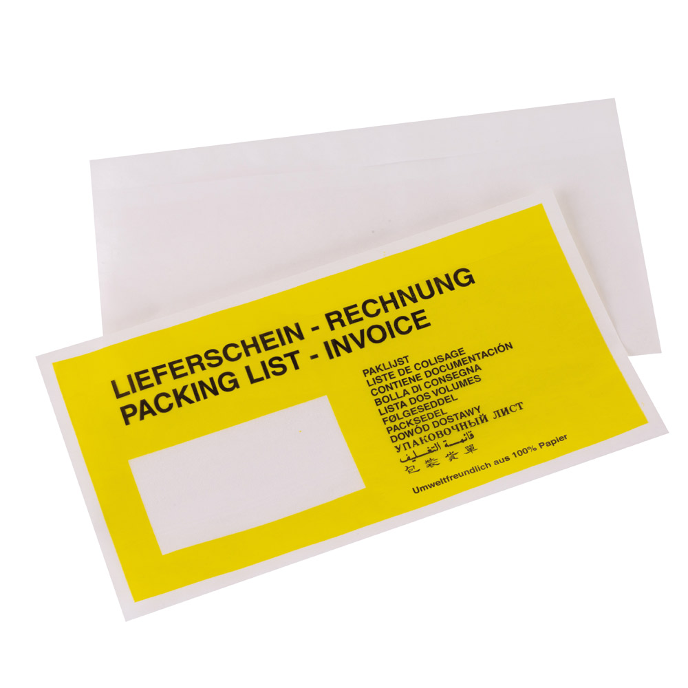 Lieferscheinhülle Pergamin LD mit Druck Lieferschien/Rechnung mehrsprachig Lieferscheinhülle Pergamin LD mit Druck Lieferschien/Rechnung mehrsprachig