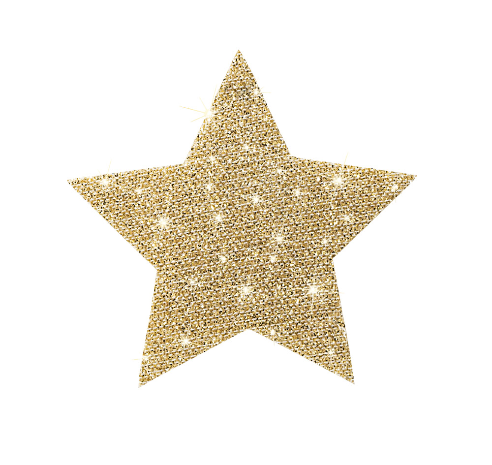 Glitzerstern mit Klebepunkt, 2-fach sort.