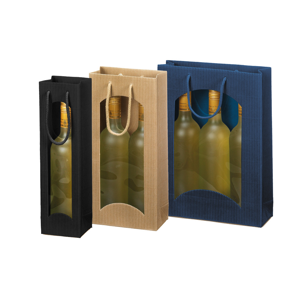 Welle Flaschentasche aus offener Wellpappe Welle Flaschentasche aus offener Wellpappe