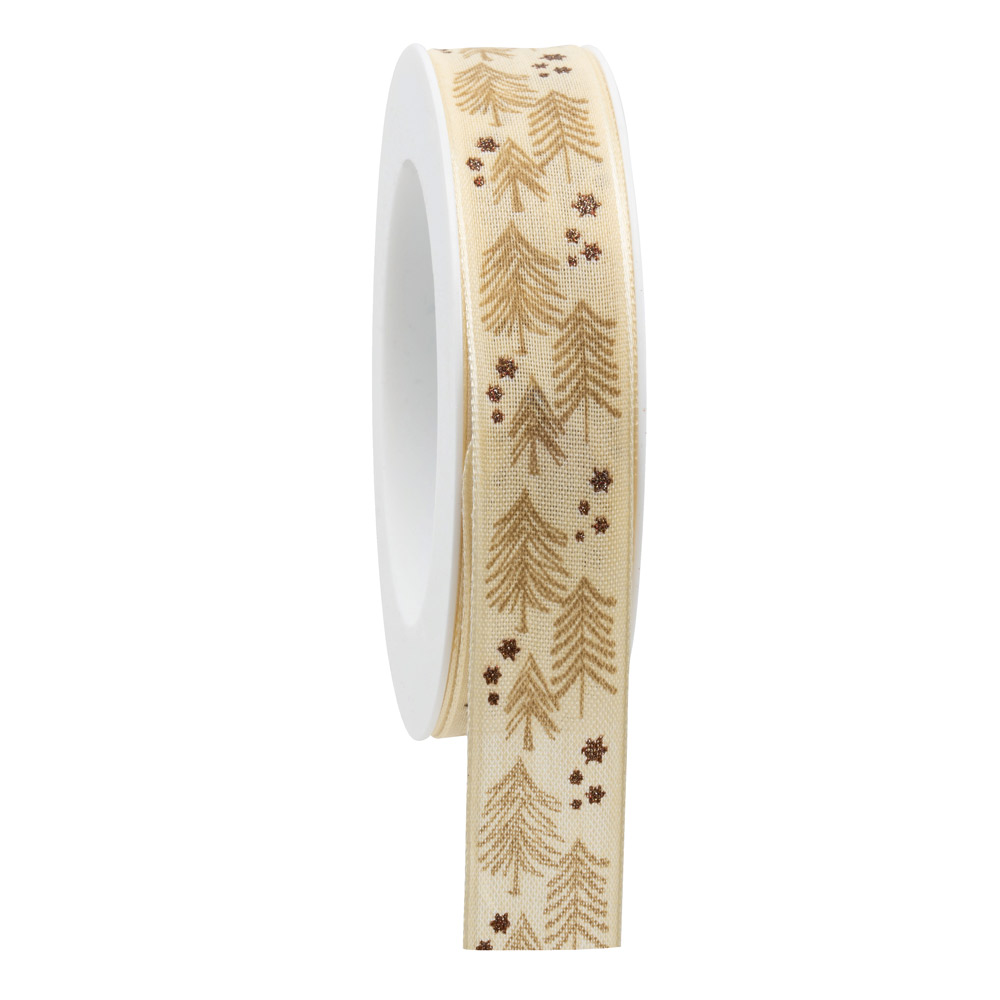 Tannenduft Stoffband mit Drahtkante, 25 mm x 18 lfm