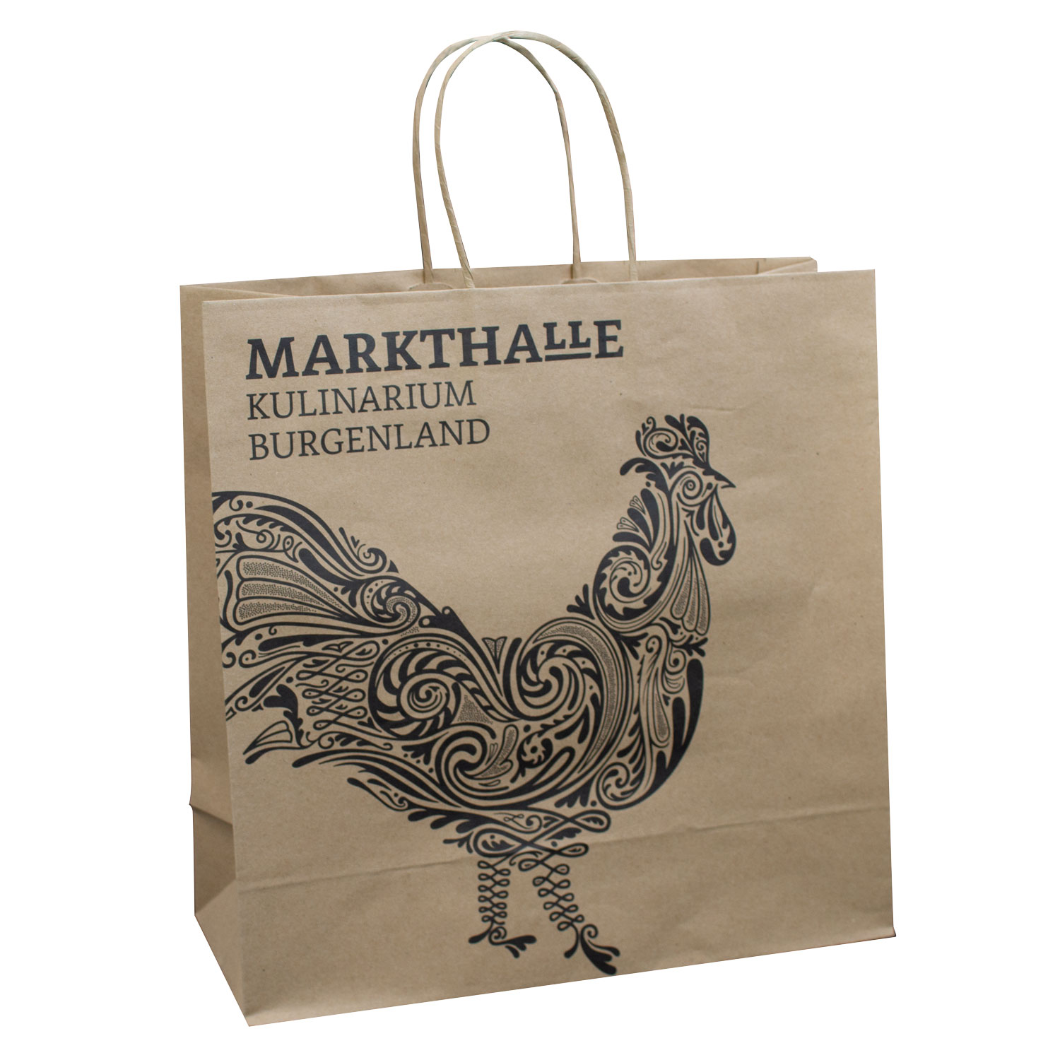 bedruckte Papiertasche braun mit Papierkordeln bei Europack bestellen