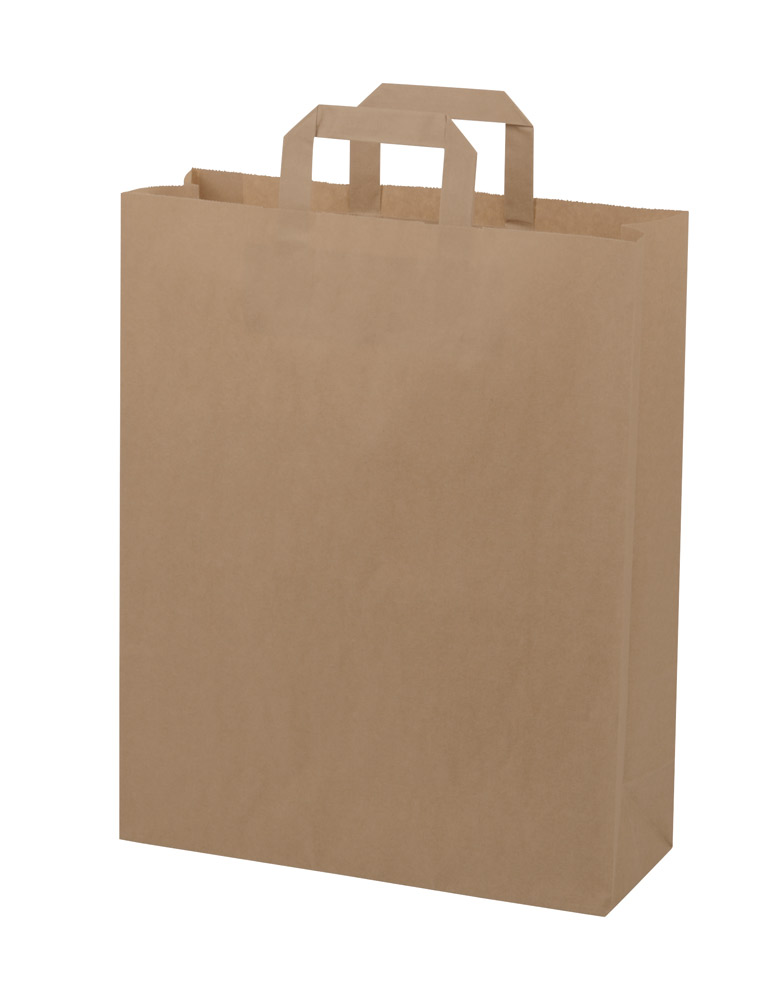 Shopper Papiertragetasche natur mit flachem Papierhenkeln