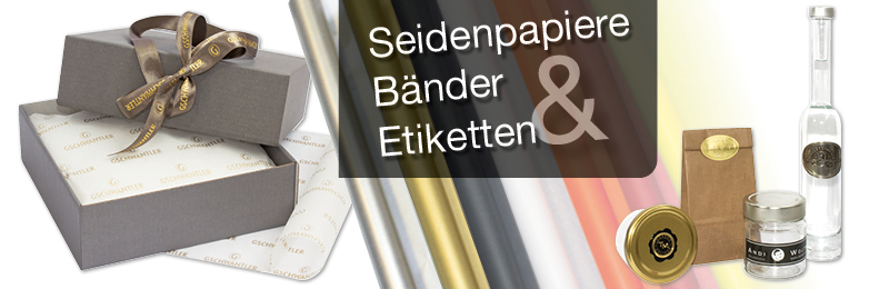 Seidenpapiere, Bänder & Etiketten