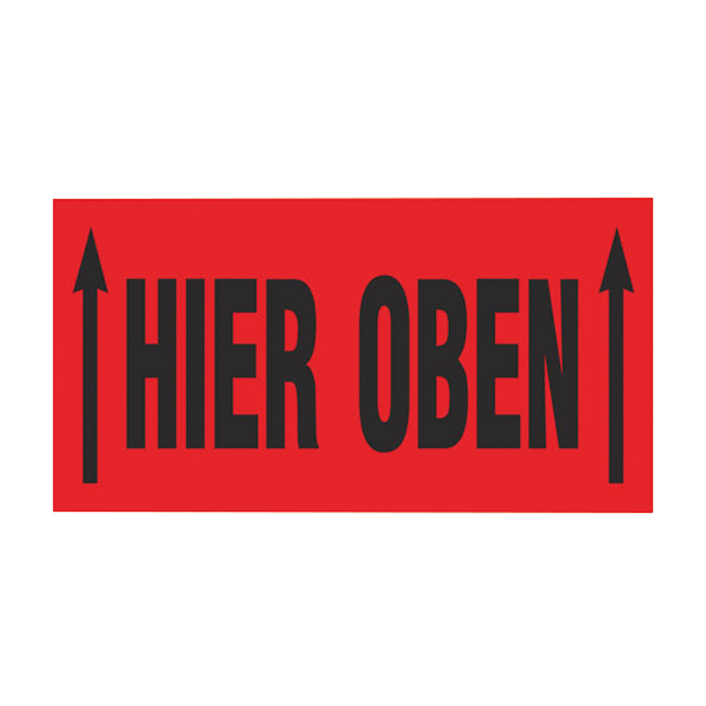 Hier oben Warnetikett, 1.000 Stk./Rolle