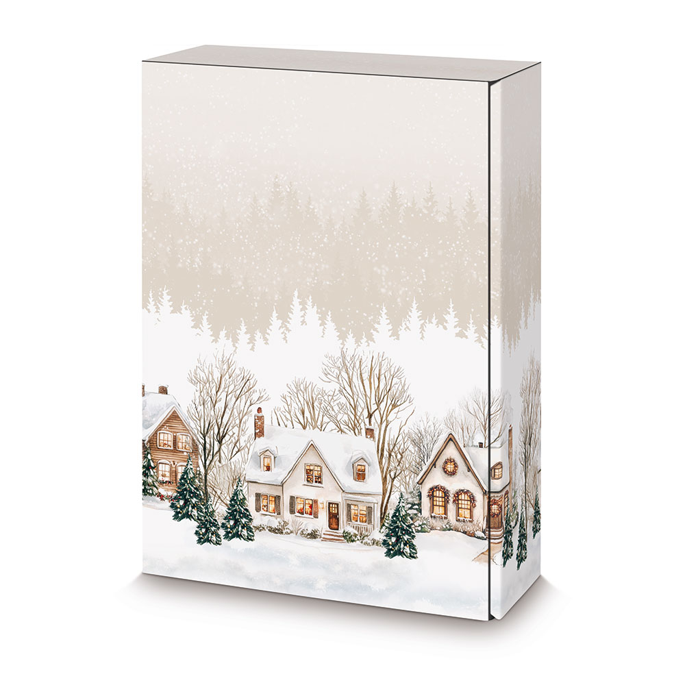 Winterdorf Flaschenschachtel innen weiß, inkl. Einlagen