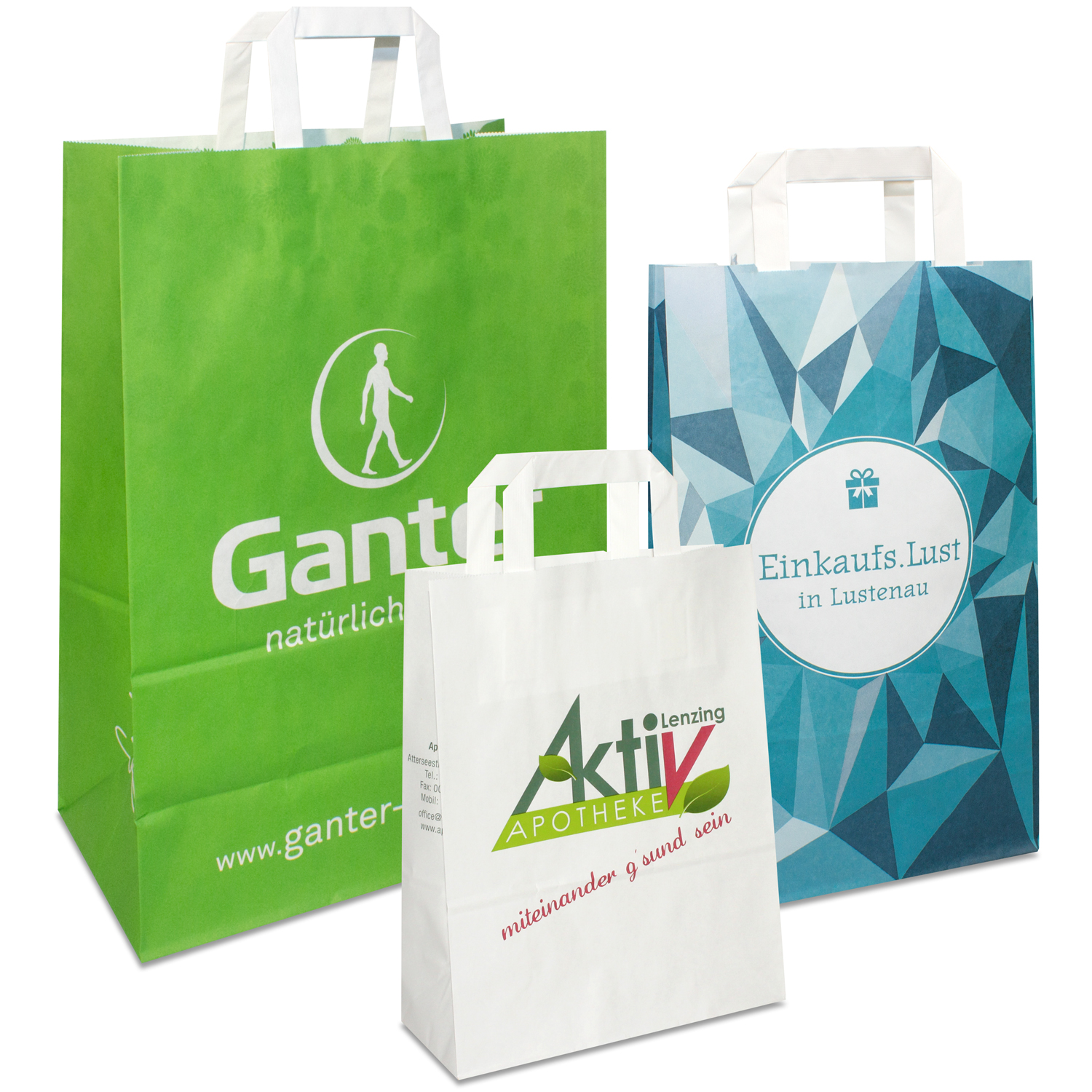 Papiertragetaschen mit Papierhenkeln von Europack individuelle Papiertaschen mit flachem Henkel bei Europack kaufen