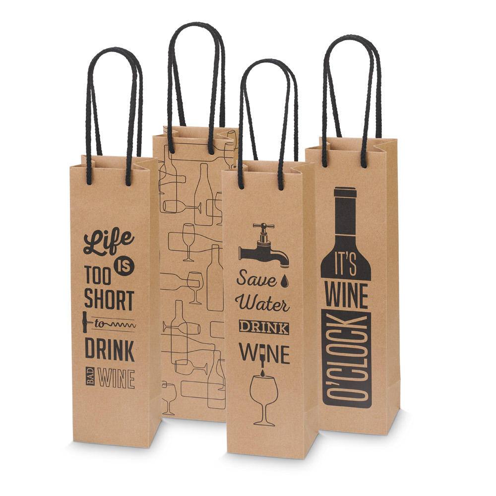Wine Flaschentasche für 1 Flasche, Kraftpapier Wine Flaschentasche für 1 Flasche, Kraftpapier