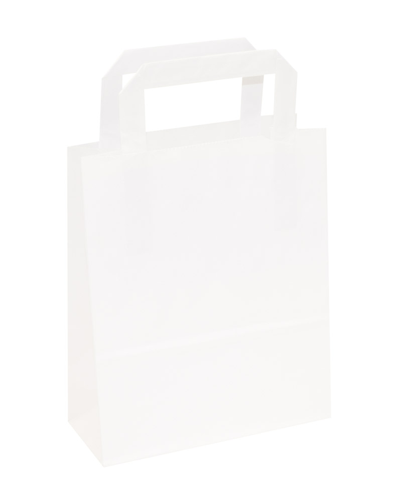 Shopper Papiertragetasche weiß mit flachem Papierhenkeln